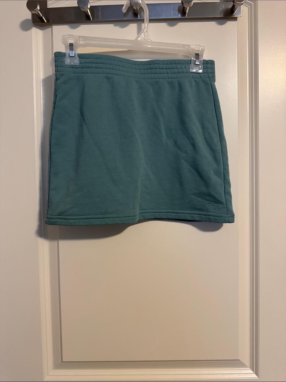 TNA teal green fleece mini skirt